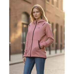 Under Armour Womens Unstoppable Fleece Hoodie Jacket Pink XS Full Zip
